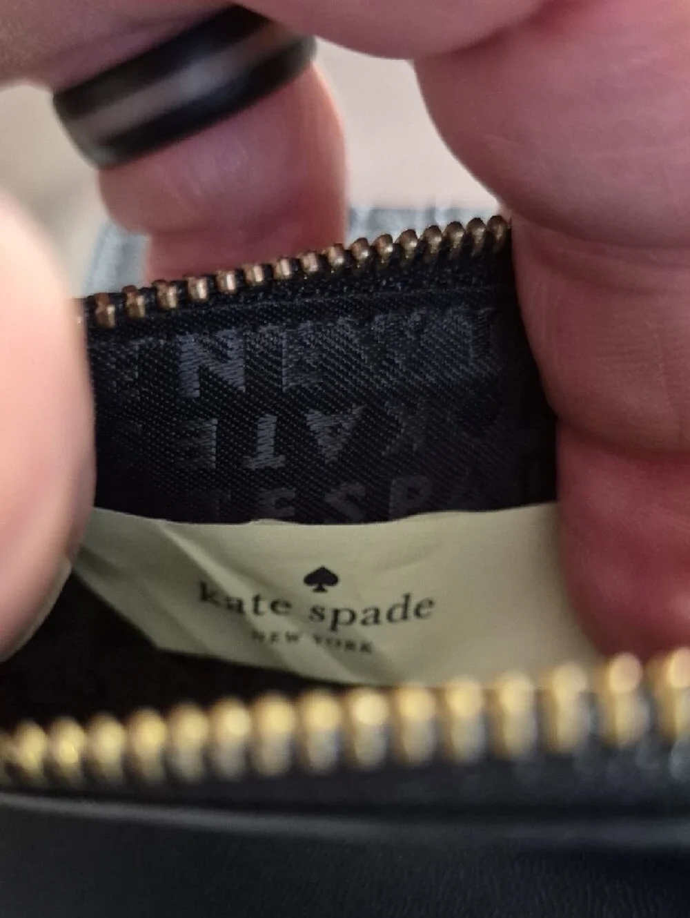kate‎ spade Black Pebbled Leather Continental Wallet with Gold Logo